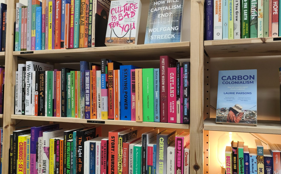 Books on bookshelves