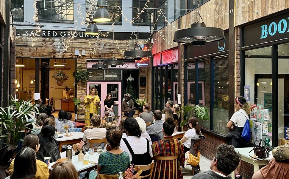 People attending an event at Bookbag