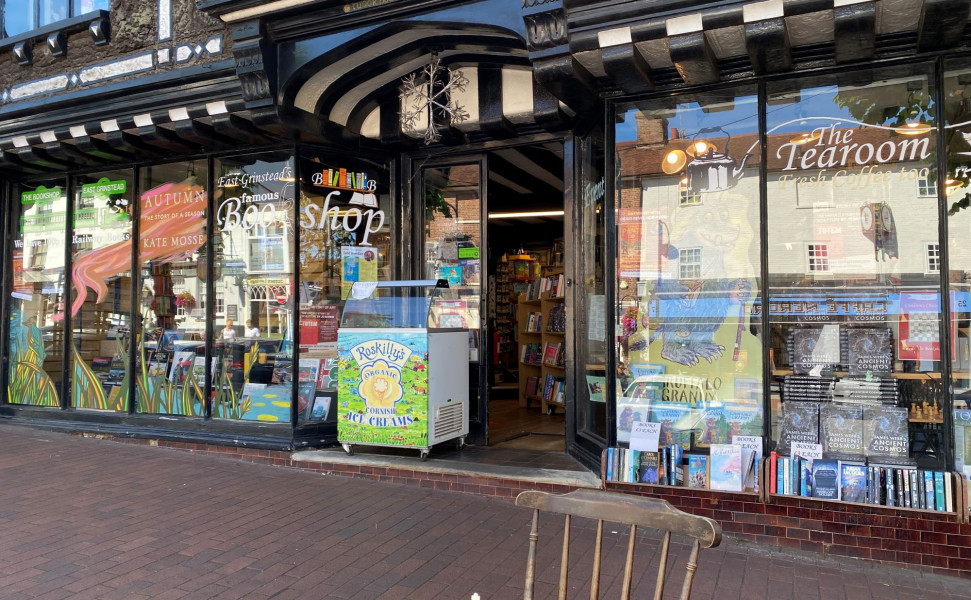 Front of the shop with chess table outside